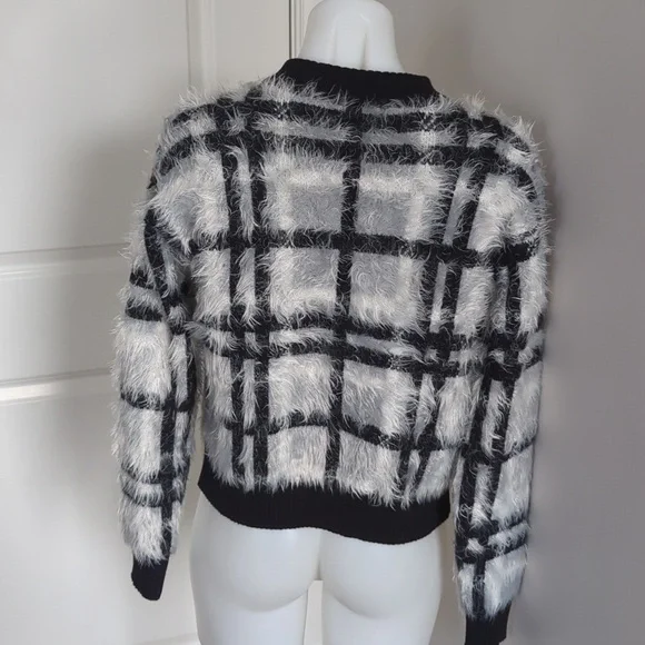 Women's 1.State Plaid eyelash sweater jacket-sz S - Picture 6 of 8